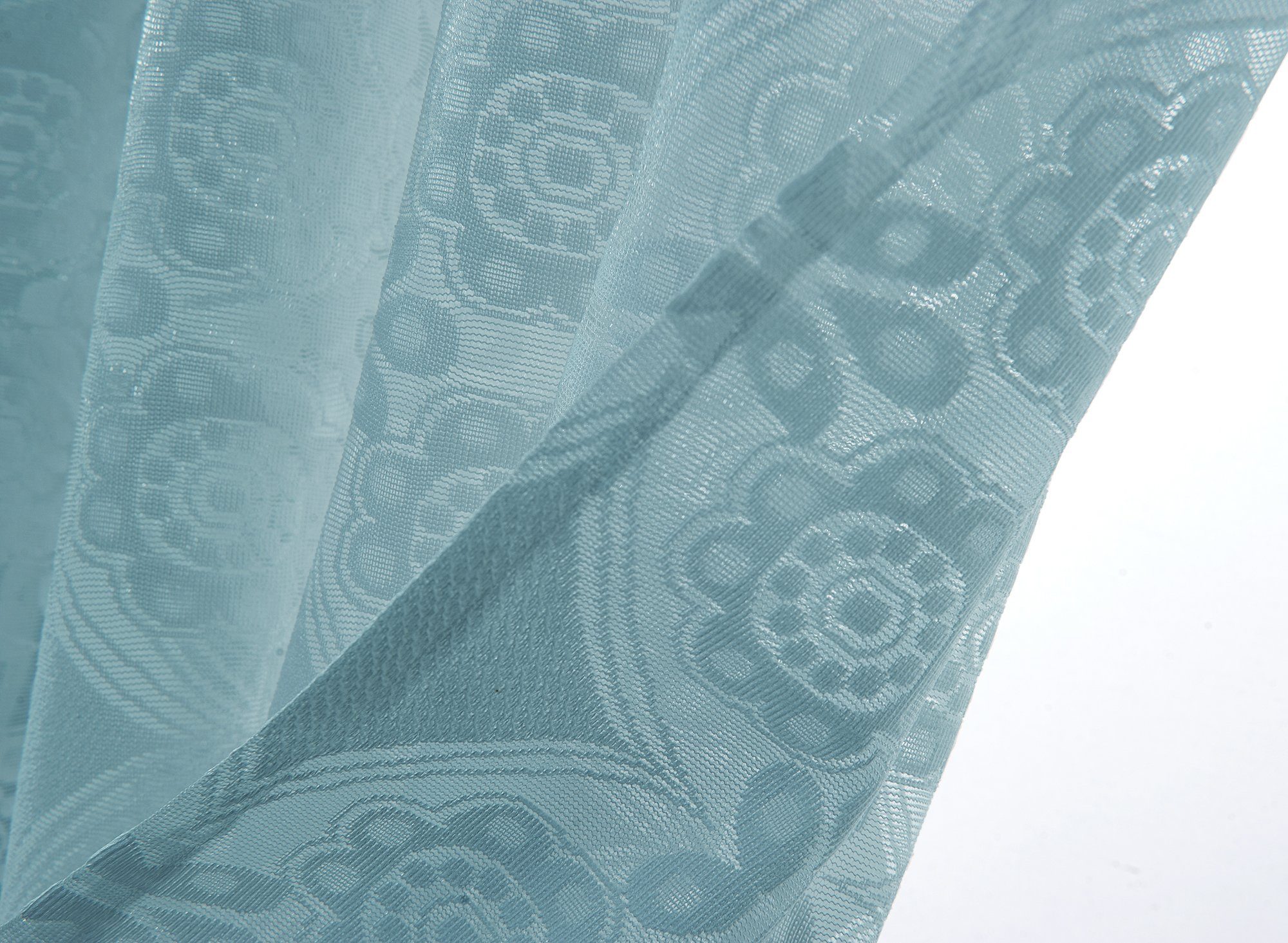 Polyester, Vorhang, Stangendurchzug St), halbtransparent, (1 Blau Spitze HOMEIDEAS, kurzer Scheibengardine,