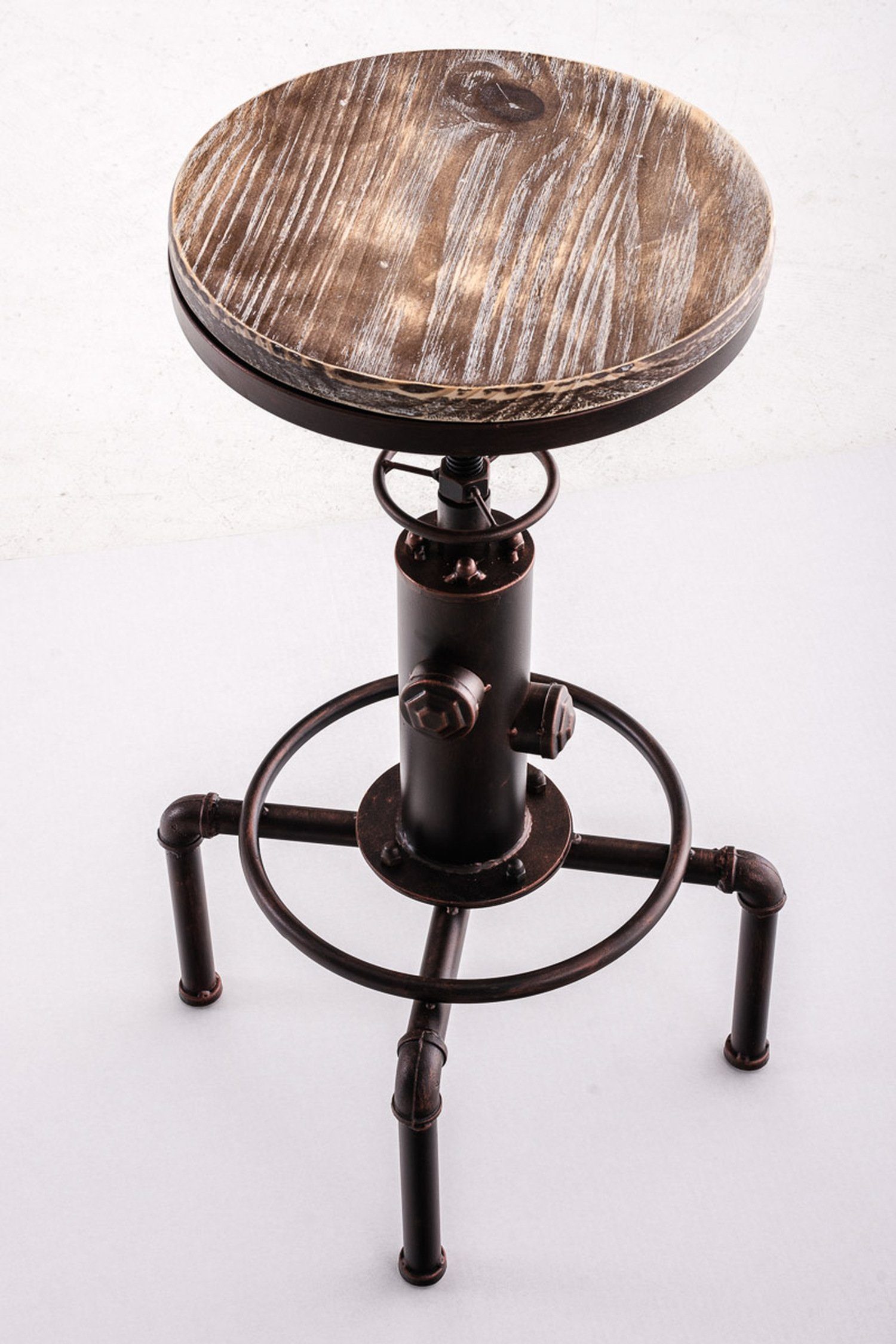 Küche TPFLiving Metall (mit & - Barhocker Tresenhocker), Fußstütze Gestell Hocker Bronze Holz 4-Fuß - Lumos Theke Sitzfläche: - für