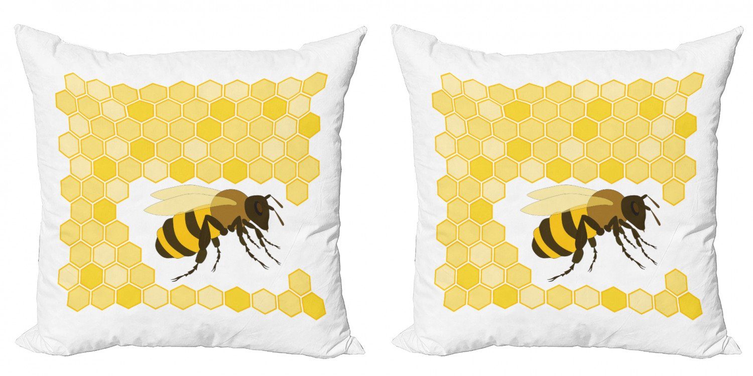 Kissenbezüge Modern Accent (2 Einzel Abakuhaus Bee Doppelseitiger Honey Bugnd Stück), Digitaldruck, Hexagons