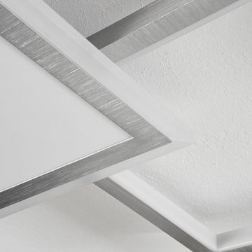 hofstein Deckenleuchte »Gazzolo« dimmbare Deckenlampe, Metall/Kunststoff, Aluminium gebürstet, CCT 2700-5500 Kelvin, m. Fernbedienung, dimmbar/ änderbar, LED 2000 Lumen Weiß