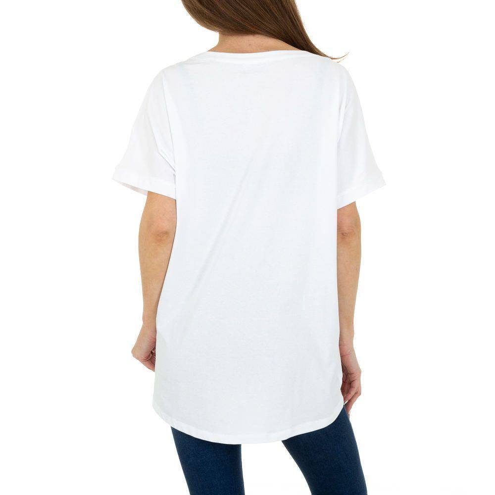 Damen Shirts Ital-Design T-Shirt Damen Freizeit Print Stretch T-Shirt in Weiß