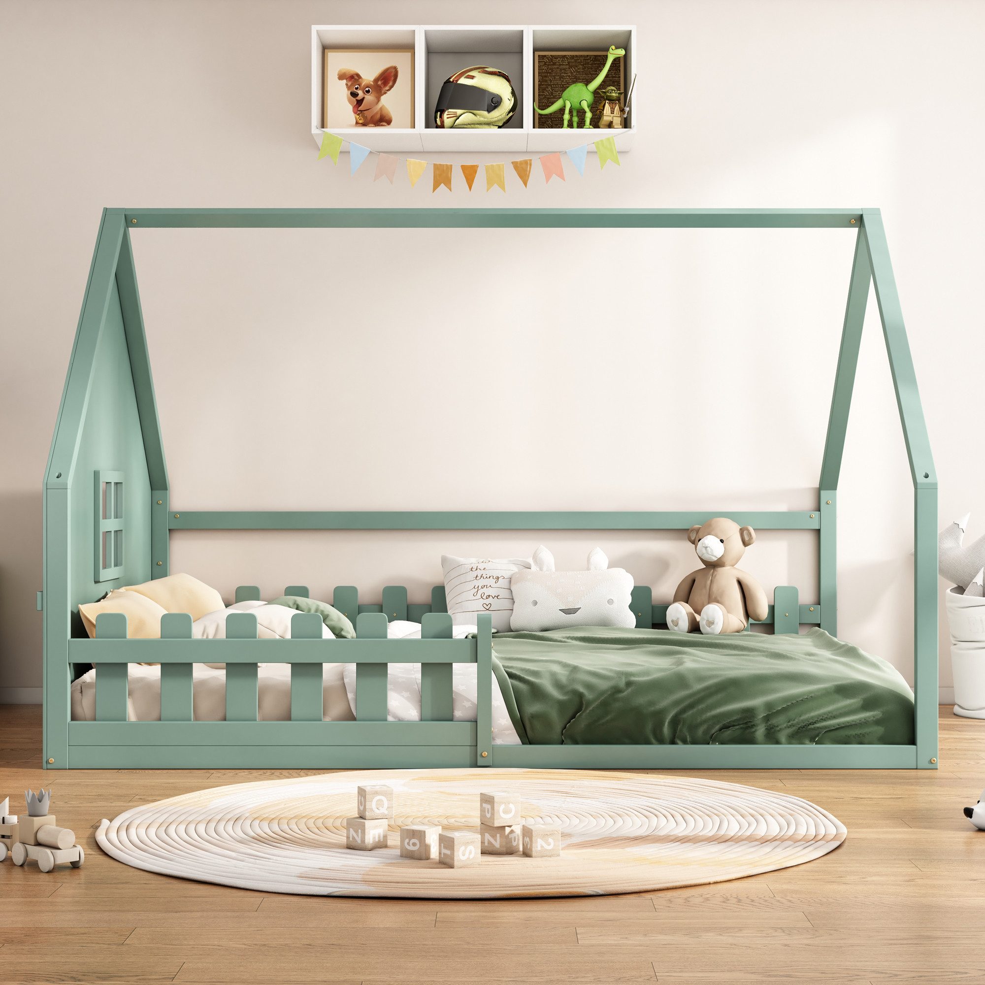 OKWISH Kinderbett Jugendbett,mit HausDesign (Kinderbett,aus Kiefernholz günstig online kaufen