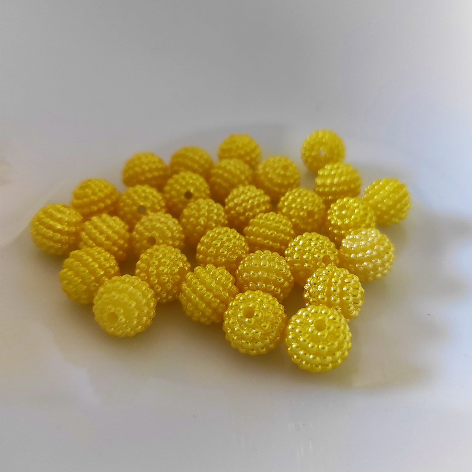 Kopper-24 Bastelnaturmaterial Bubble Perlen rund aus Acryl, 10 mm, 30 Stück, Gelb, (30-tlg)