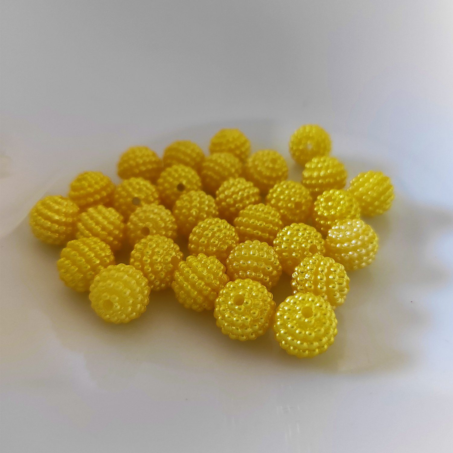 Kopper-24 Bastelperlen Bubble Perlen rund aus Acryl, 10 mm, 30 Stück, Gelb