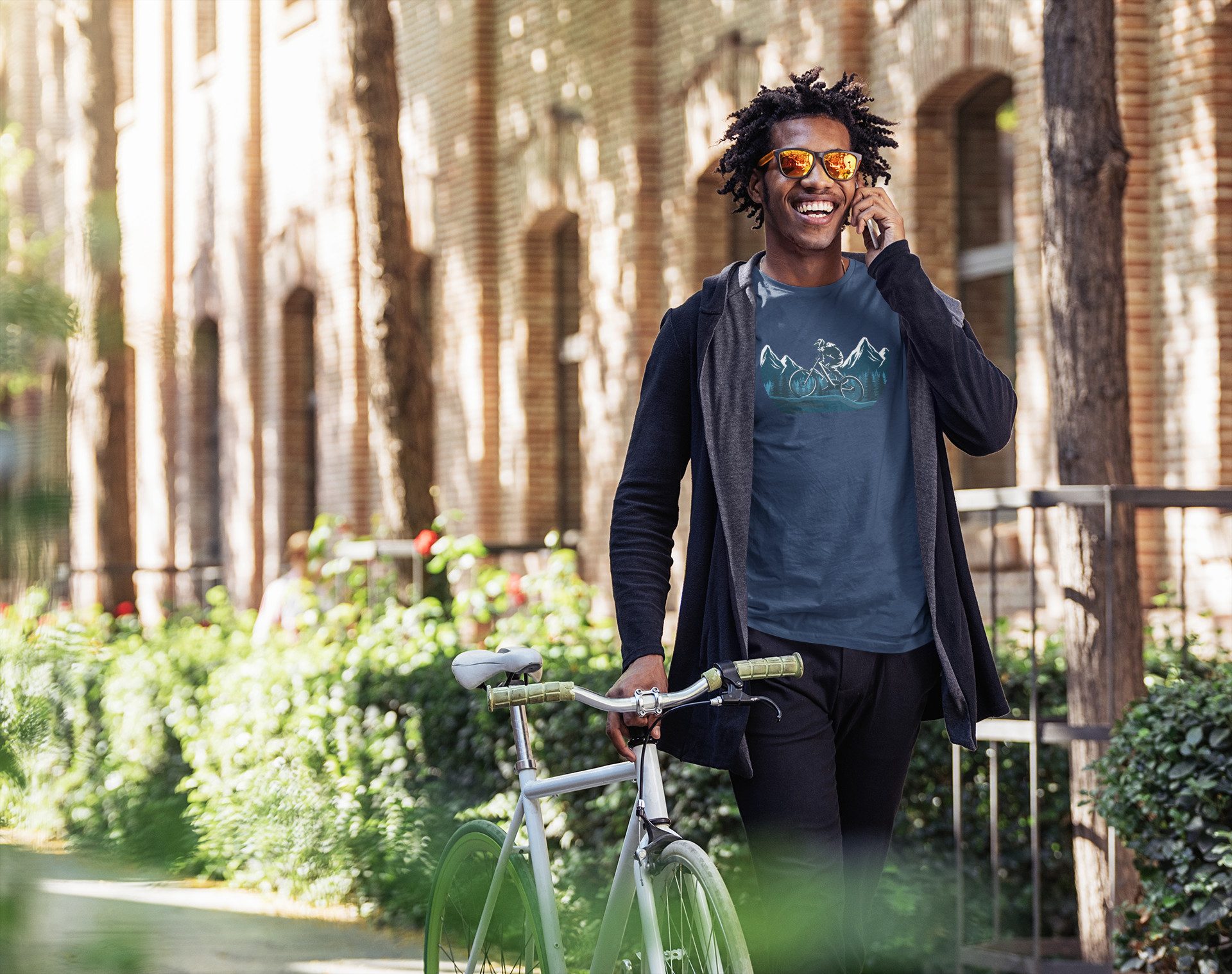 Baddery Print-Shirt Fahrrad T-Shirt: "Mountain Ride" günstig online kaufen