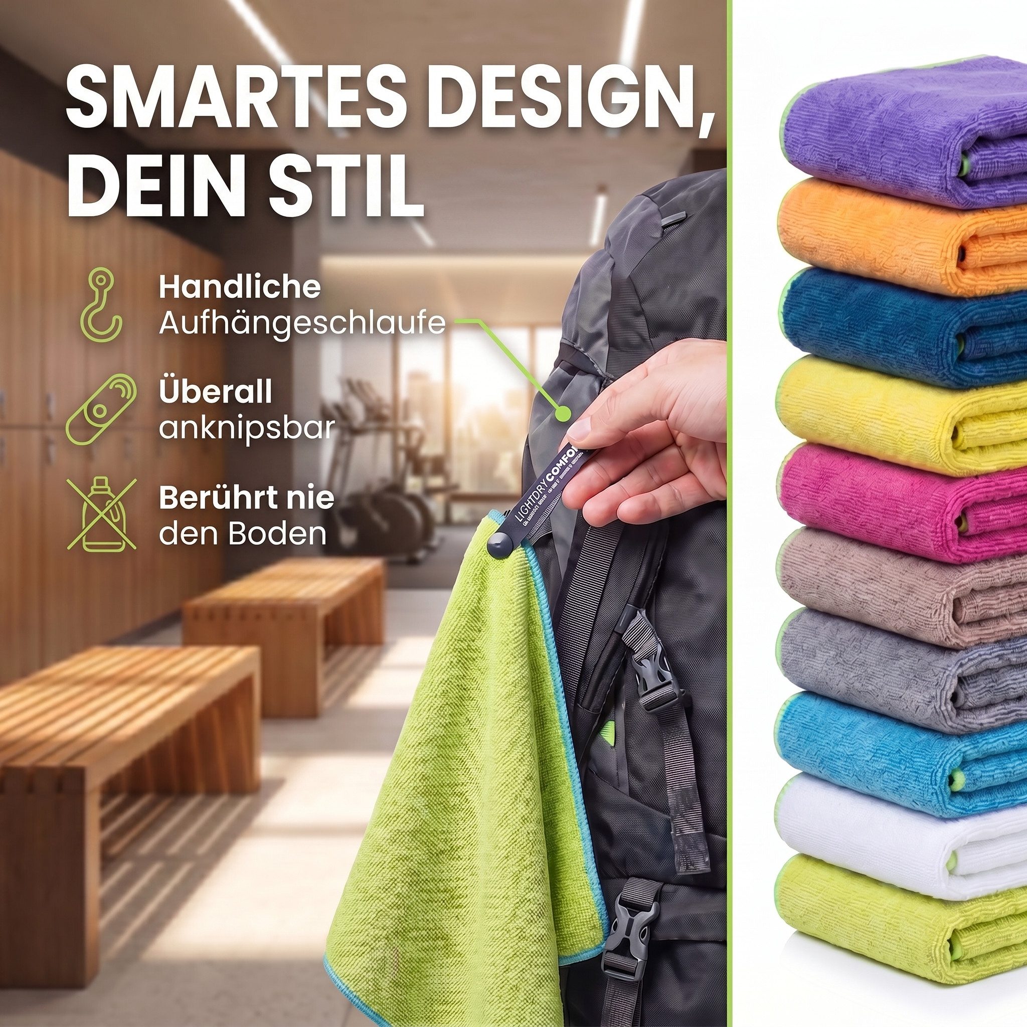 LightDry Reisehandtuch LightDry Reisehandtuch – Leichtes Mikrofaser-Sport und Strandhandtuch, Sport, Strand & Badehandtuch – Bild 3 von 5