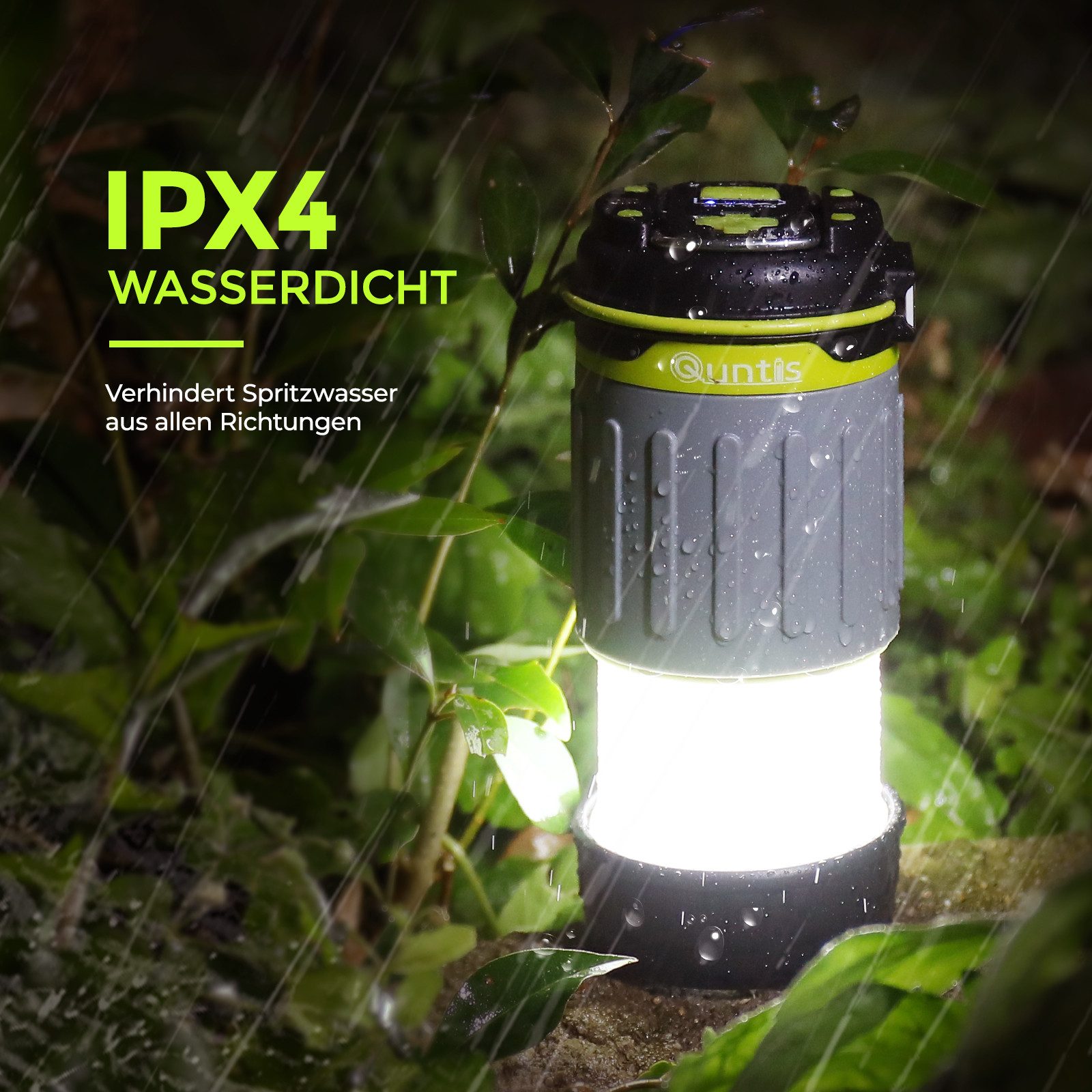 Quntis LED Taschenlampe Einziehbare Multifunktions Campingleuchte mit Superhelle LED (1-St), wasserdicht, Ideal für Outdoor, Camping, Notfälle & Abenteuer