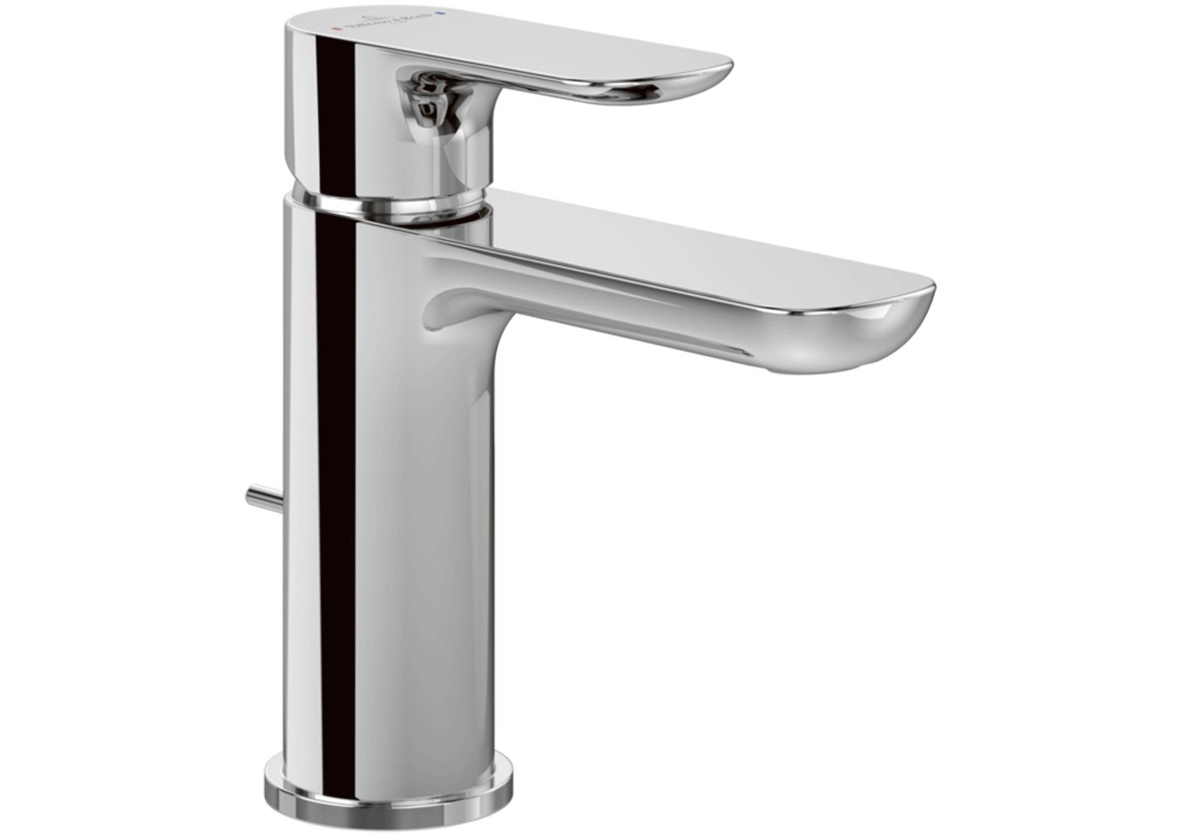 Villeroy & Boch Waschtischarmatur O.novo Einhebelmischer mit Zugstangen-Ablaufgarnitur, Chrom (flacher Hebelgriff, Normalstrahl, Keramikmischsystem, DN15, Waschbeckenarmatur) SmartPressure max. 7 l/min, Durchlauferhitzer geeignet