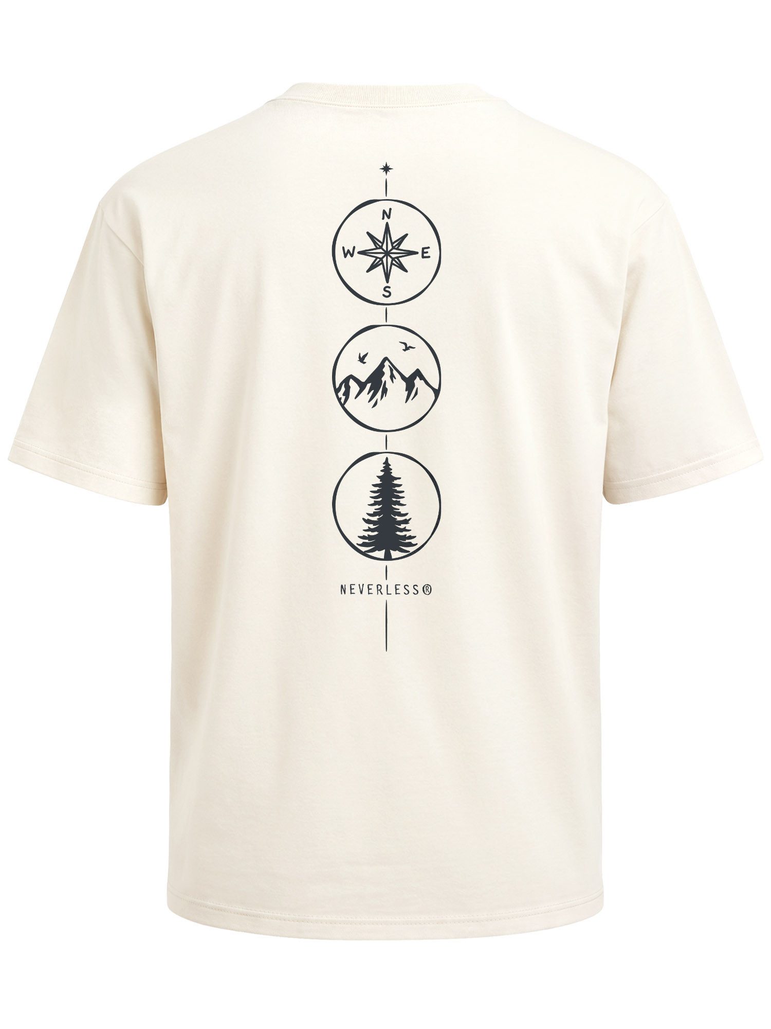 Neverless Oversize-Shirt Herren T-Shirt - Kompass Outdoor - Oversized Relaxed Fit Sommer mit Print