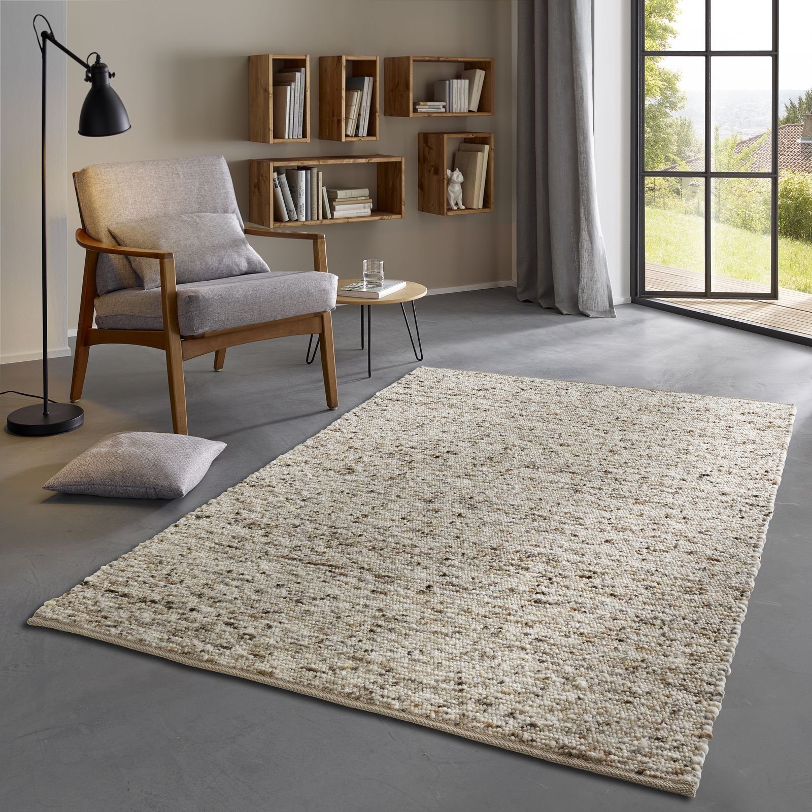 Wollteppich TaraCarpet Fjord, TaraCarpet, rechteckig, Höhe: 10 mm, Handwebteppich Schurwolle br. beige Wohnzimmer Schlafzimmer 200x300 cm