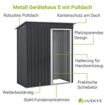 Juskys Gartenhaus S, BxT: 161x86 cm, mit Pultdach, Schiebetür, Fundamentrahmen, Werkzeughalter, 1 m²