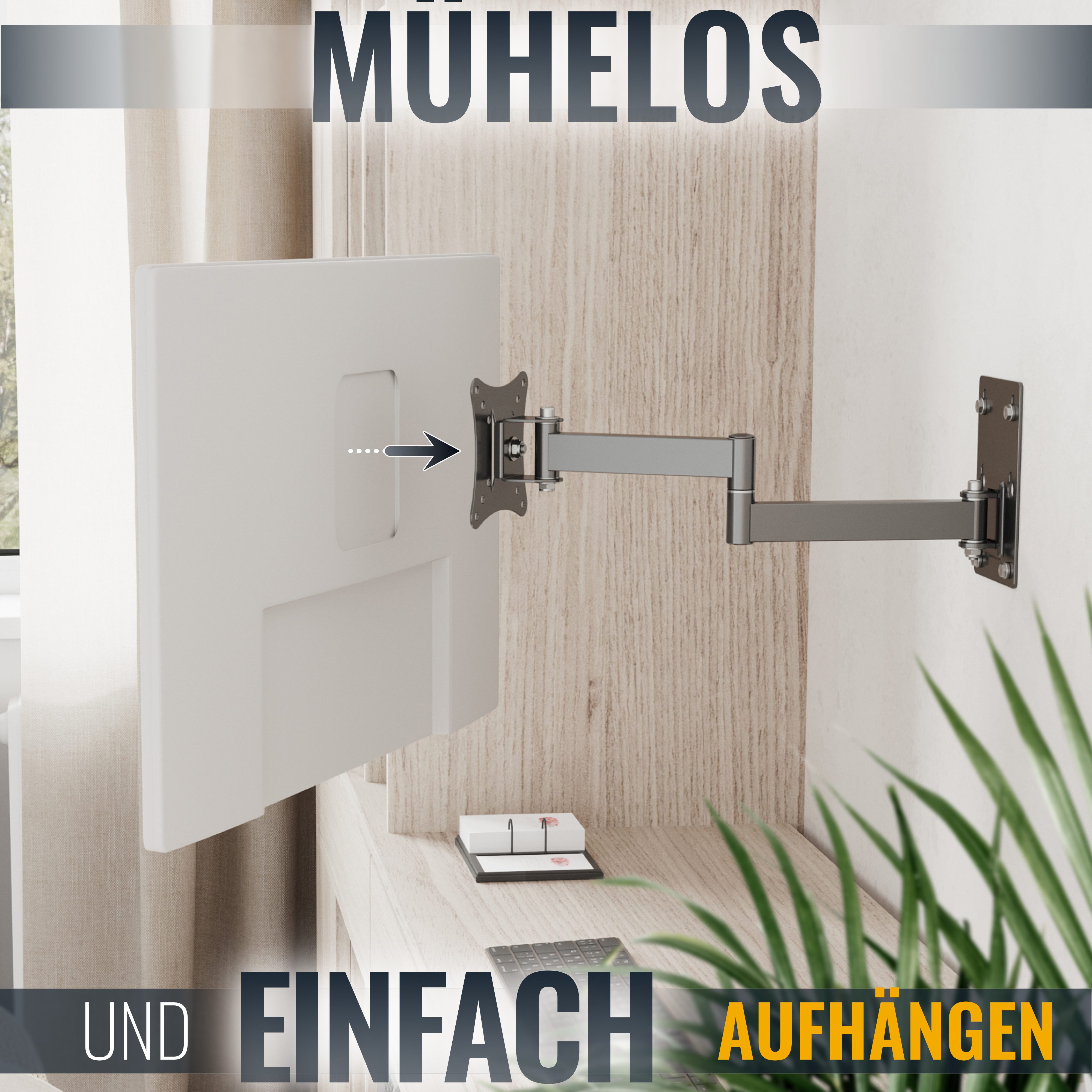 RICOO TV-Wandhalterung Monitor TV Wandhalterung 13"-29" bis 20 Kg schwenkbar R02-11, (bis 29 Zoll, VESA 50x50 bis 100x100, 1-tlg., ausziehbar neigbar schwenkbar 13 Zoll / 33cm bis 29 Zoll / 74 cm, bis 30° Neigung, bis zu 180° Schwenkung, Fernseher Halter universal)