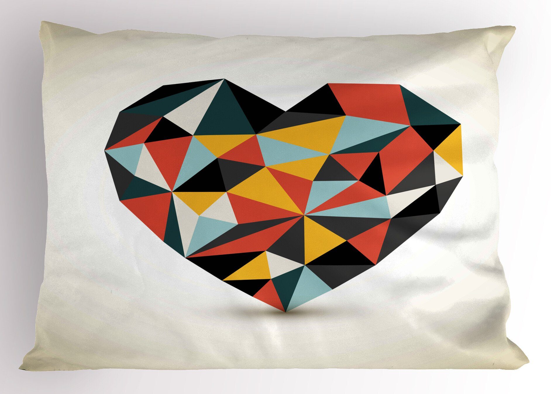 Kissenbezug, Geometrisch Dekorativer Herzform Standard King Stück), (1 Polygonal Gedruckter Kissenbezüge Abakuhaus Size