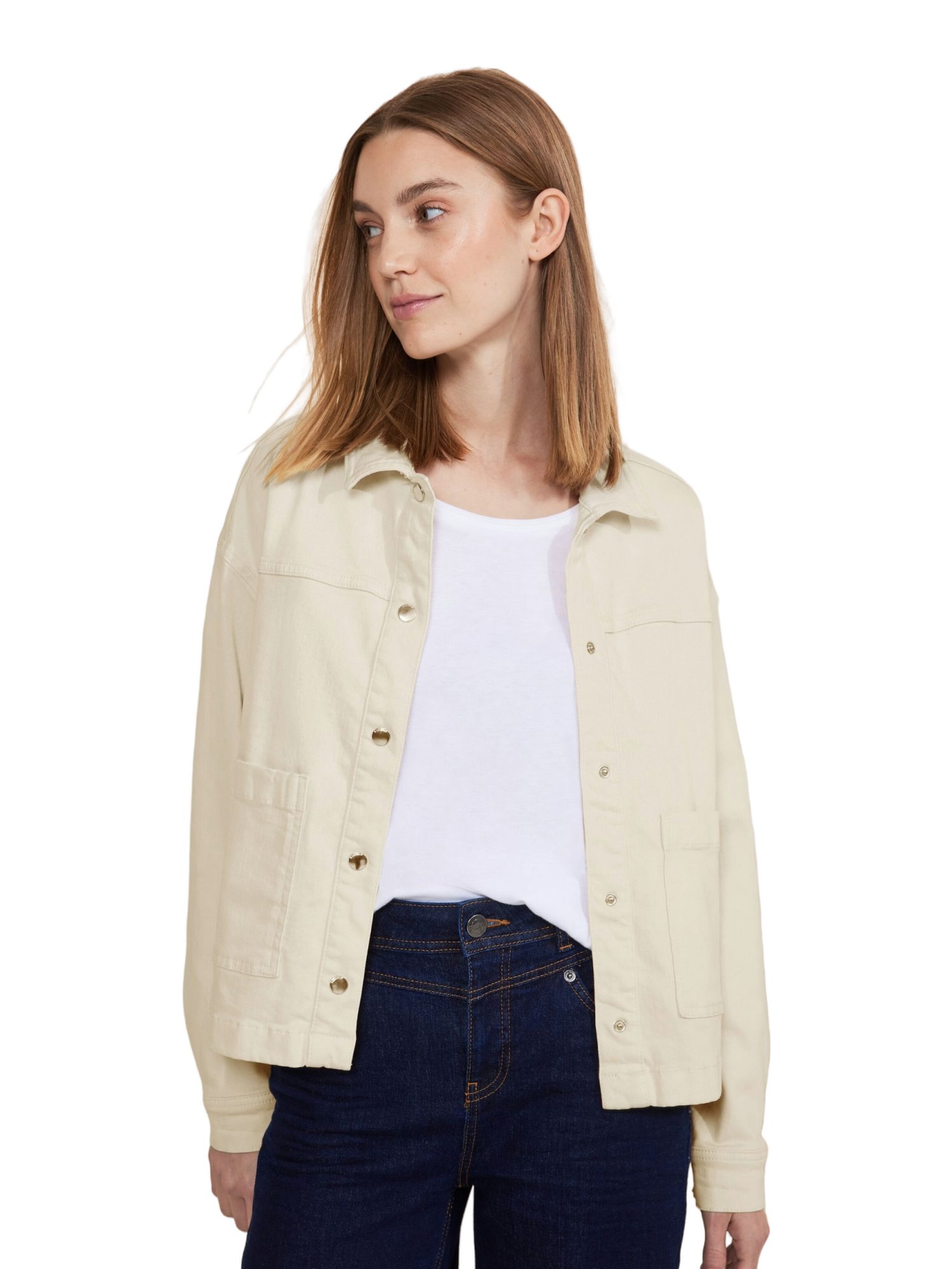 STREET ONE Jackenblazer natur,Casual,Baumwolle,Unifarben,Kent,Lang,Regular Fit