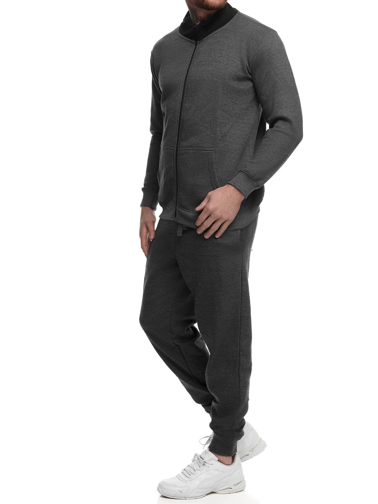 L.gonline Freizeitanzug Herren Trainingsanzug Freizeitanzug ohne Kapuze 500A (Kapuzenjacke mit Reißverschluss, Hose, 2-tlg., Zipperjacke und Hose), Fitness Freizeit Casual