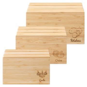 Navaris Aufbewahrungsbox 3x Behälter für Lebensmittel - stapelbare Bambus Kisten - Box Set (1 St)
