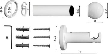 Gardinenstange »Colombes«, indeko, Ø 20 mm, 1-läufig, Wunschmaßlänge