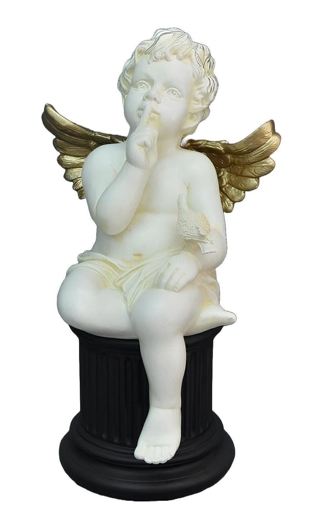 JVmoebel Engelfigur Figur Engel auf Säule 23,50cm Skulptur Weiß Design Accessoire PG0601, Made in Europa