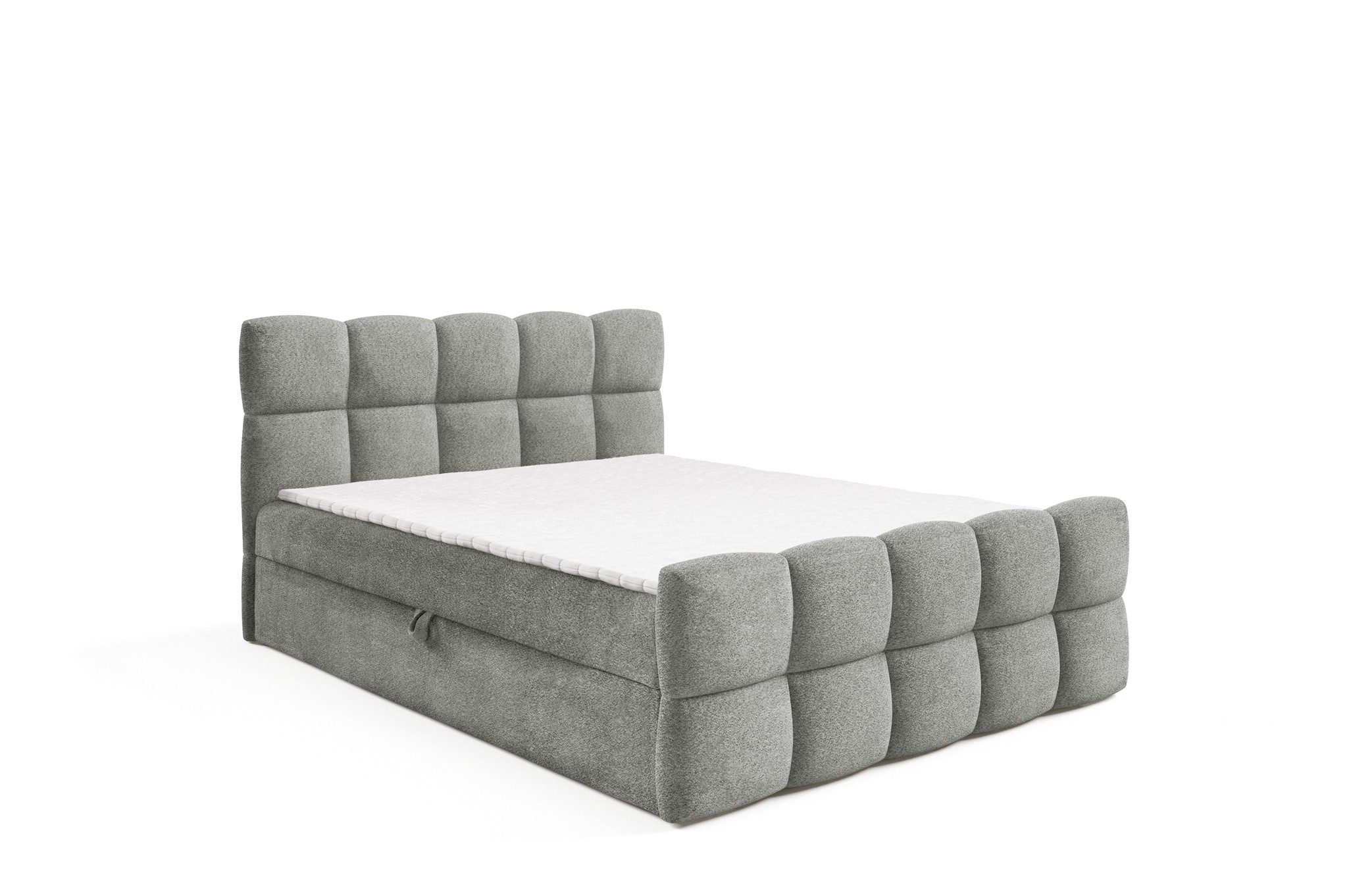 Fun Möbel Boxbett Schlafzimmerbett SATINE Überlänge Stoff Coral (220cm) (inkl. Kaltschaumtopper, inkl. Bonellfederkernmatratze), inkl. Bettkasten
