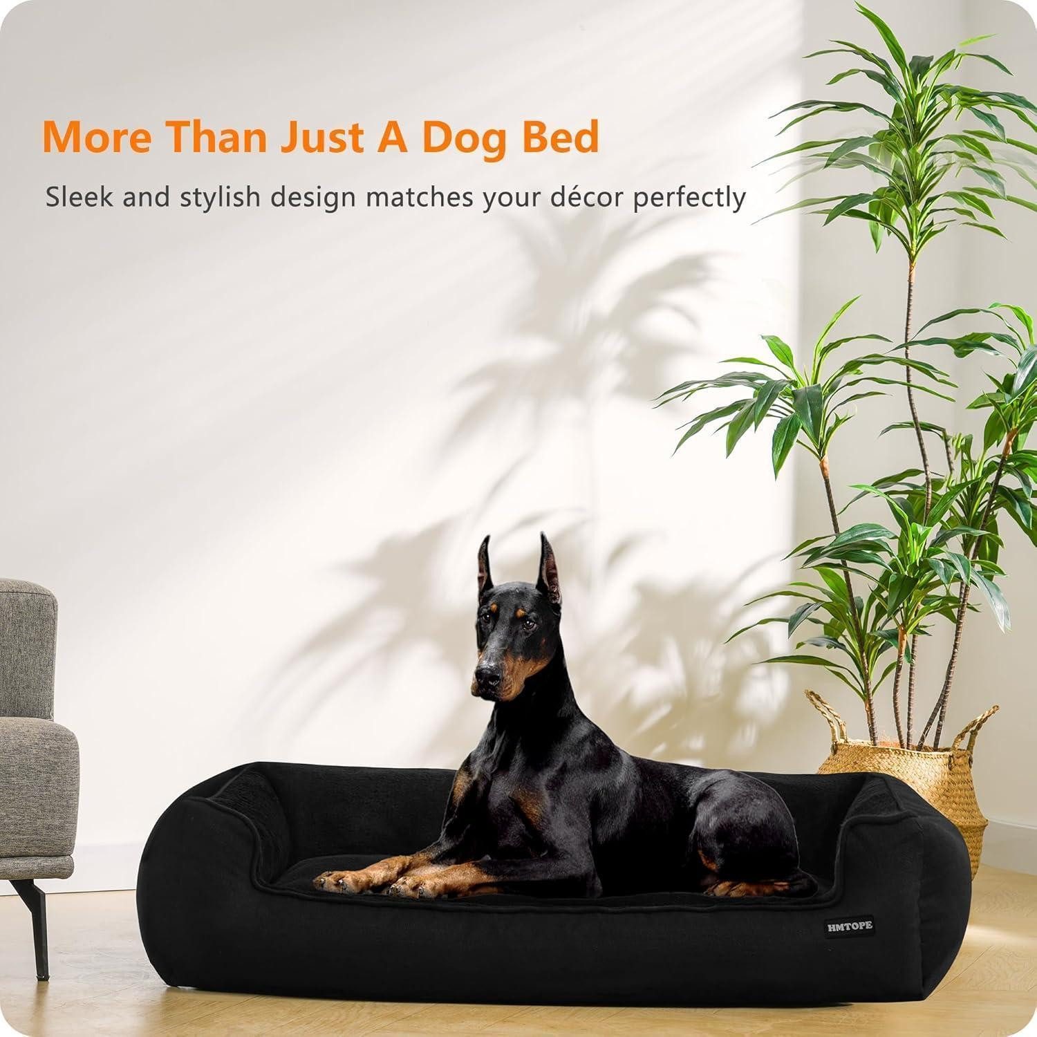LuxusKollektion Hundebett Hundebett Hundesofa Abnehmbar Waschbar L 120 x B 90 x H 30 cm Schwarz