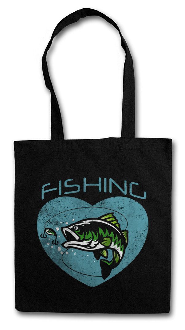Urban Backwoods Beuteltasche Fishing Stofftasche Skelett Fischskelett Fisch Angeln Sport Verein (1-tlg), Angel Angler Fluss See
