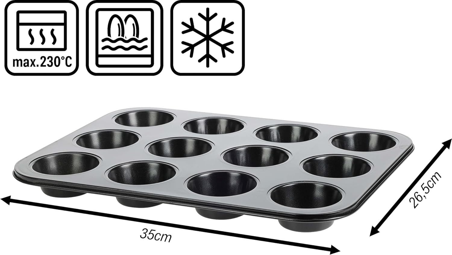 mucHome Muffinform Muffinform für 12 Muffins - Antihaftbeschichtet Backform Muffinblech