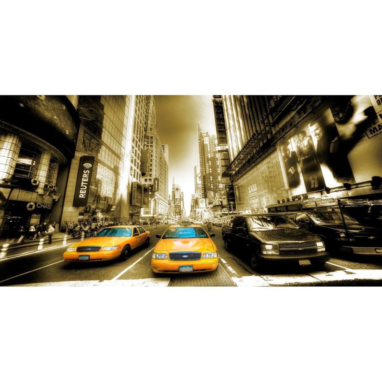BURI Bild Wandbild 60x30cm Lackbild Leinwand Kunstdruck Poster Wanddeko Bilder, Taxi