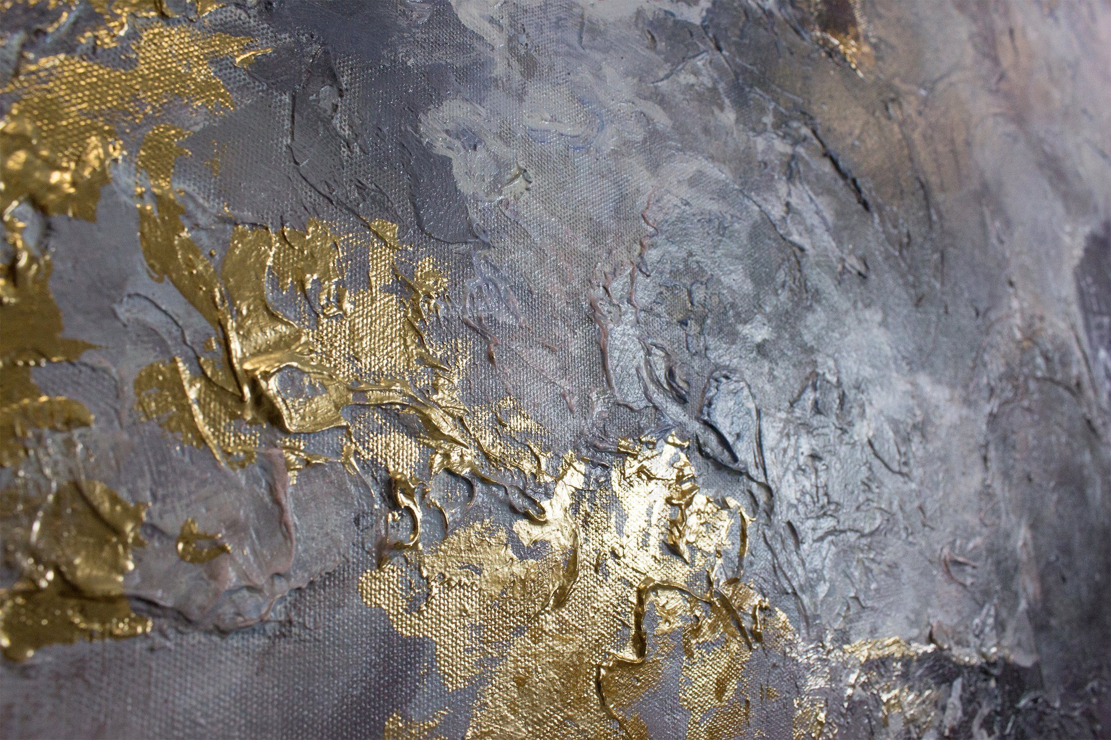 YS-Art Gemälde Ranaissance, Abstrakt, Abstraktes Leinwand Bild Handgemalt Gold Blau Weiß
