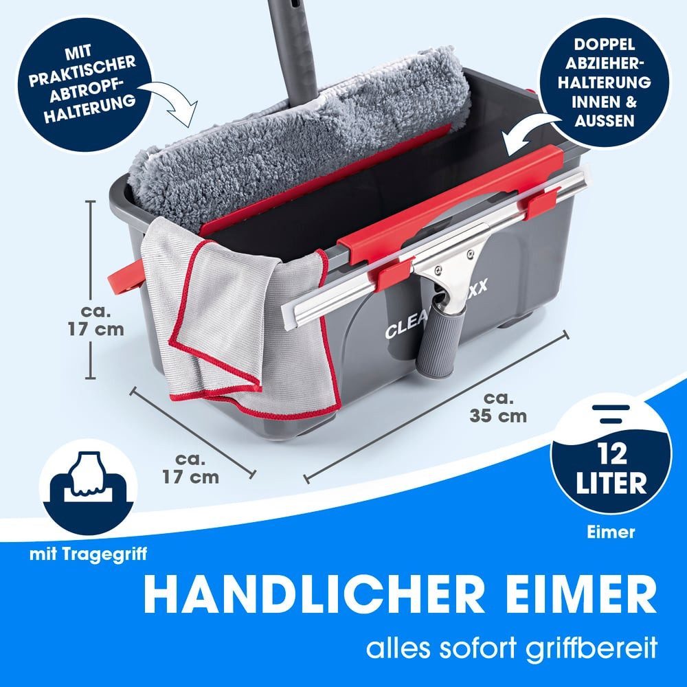 CLEANmaxx Sprühwischer Fensterreiniger grau/rot (7-tlg) Streifenfreies Putzen, Haus & Auto