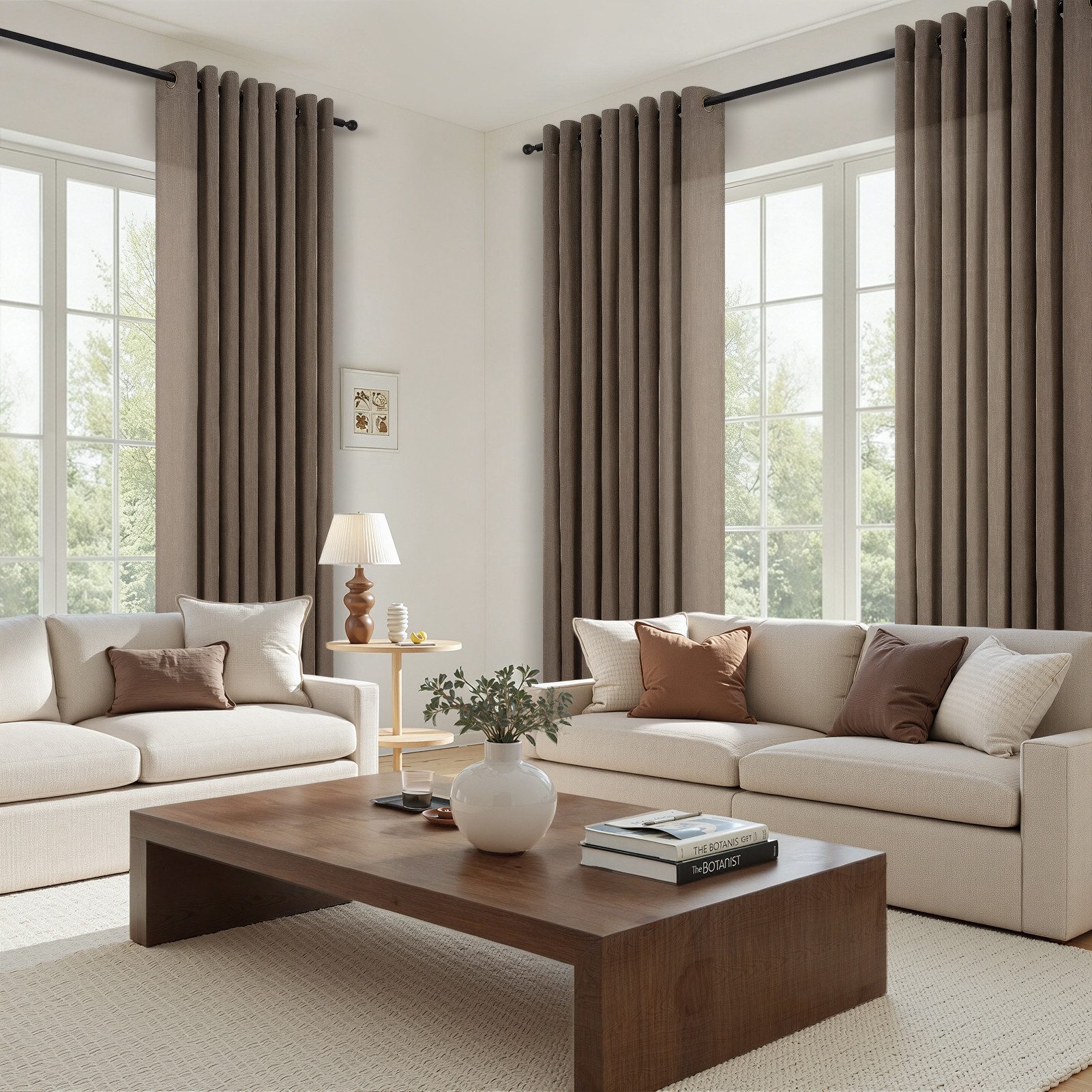 Topfinel Gardine Leinen Vorhänge Stores Gardinen mit Ösen für Wohnzimmer Boho (2 St), Ösen, halbtransparent, schiebegardinen schlafzimmer kinderzimmer