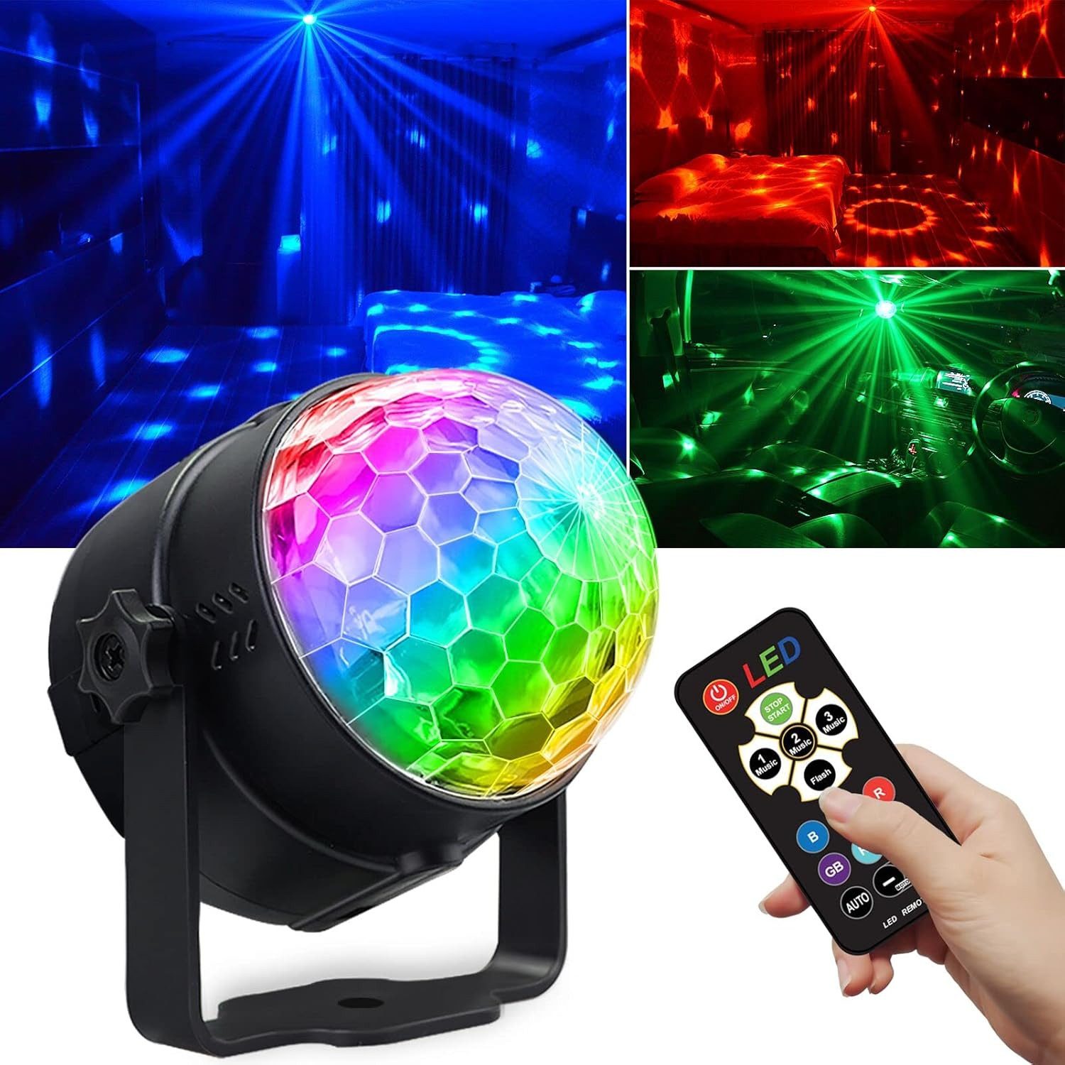 Discolicht Discokugel LED DJ Party Licht 360° Rotation mit Fernbedienung