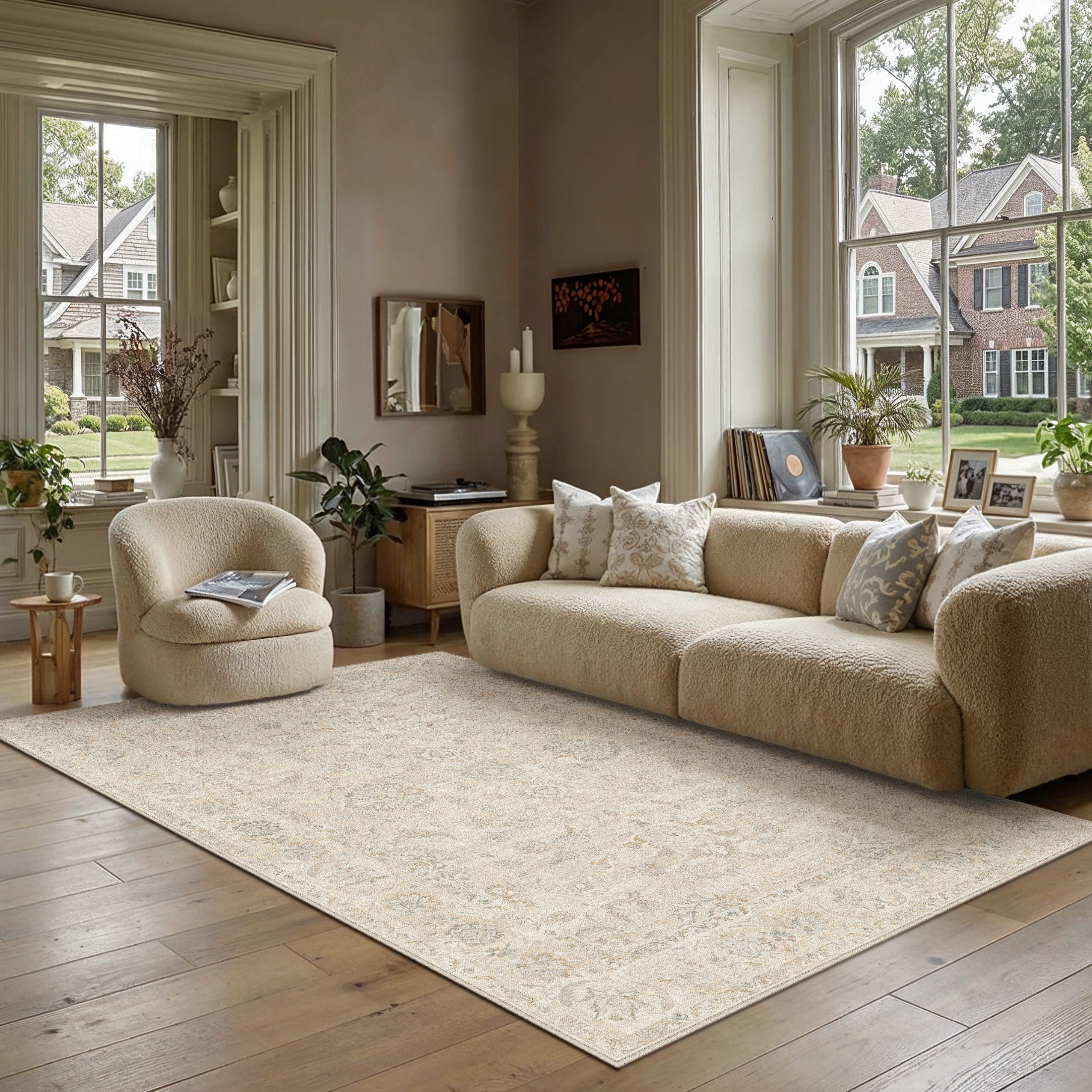 PURECOZY Teppich Kurzflor, weich & rutschfest, waschbar für Wohnzimmer und Schlafzimmer, Rechteckig, Höhe: 5 mm, Verfügbare Größen: 120x180, 160x230, 200x300, 300x400 cm