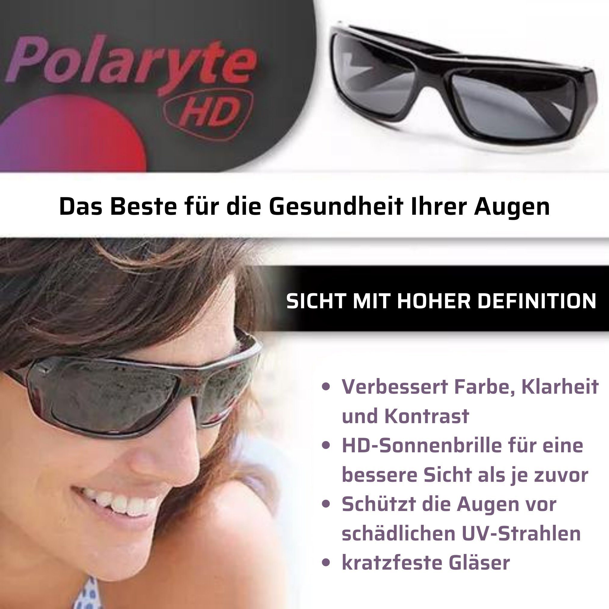 Best Direct® Sonnenbrille Polaryte® HD UV 400 (Spar-Set, 2-St., mit Magnet Clip) polarisierte Sonnenbrille für Damen und Herren