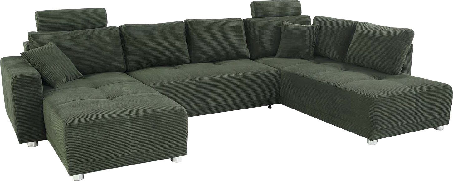 Jockenhöfer Gruppe Wohnlandschaft Orlando U-Form, B: 337 cm, mit Bettfunktion, Bettkasten, 2 Kopfstützen & 2 Zierkissen, Federkern