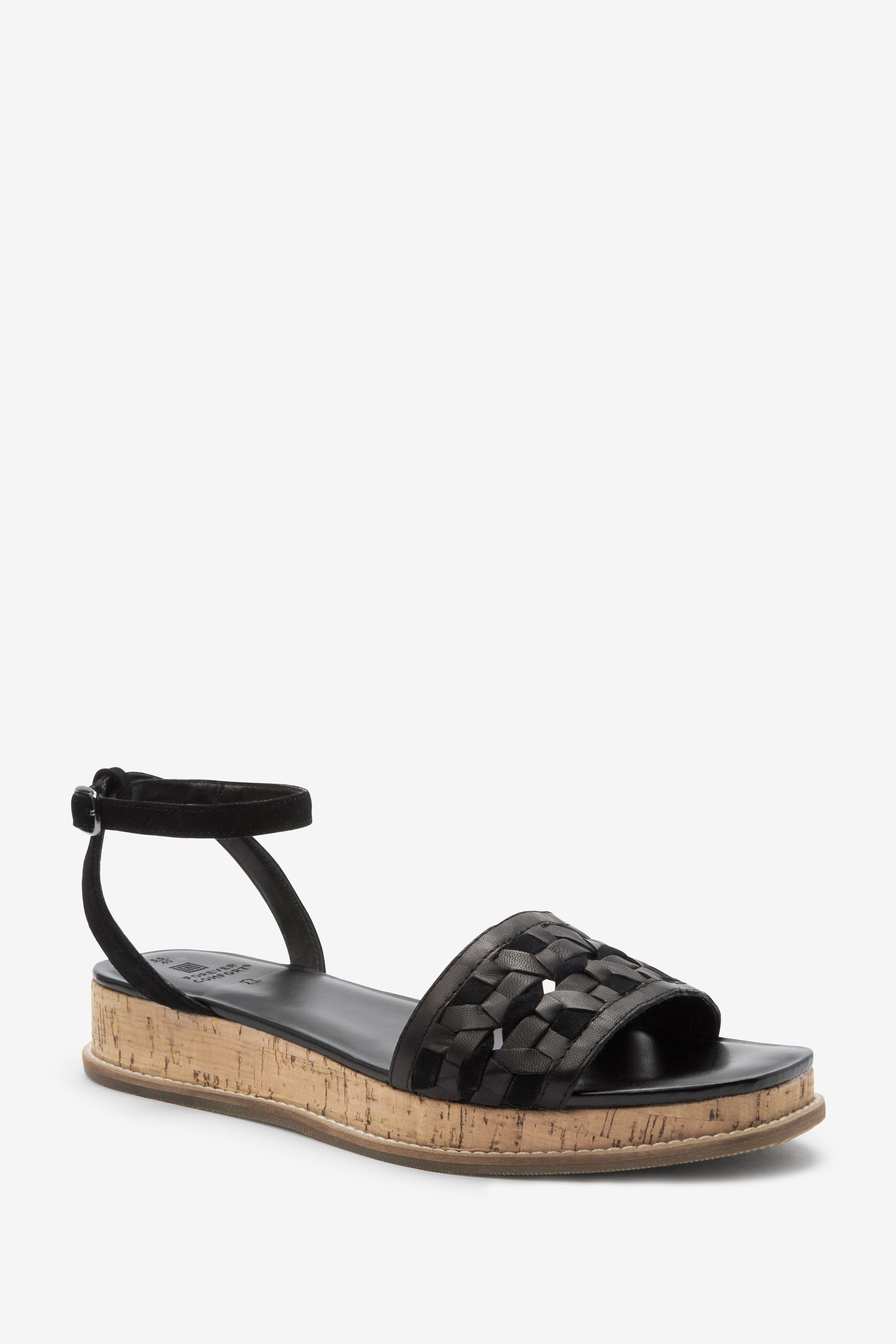 Next Forever Comfort® Sandalen aus Leder, extra weit Keilsandalette (1-tlg)