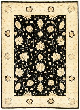Wollteppich Ziegler Teppich handgeknüpft schwarz, morgenland, rechteckig, Höhe: 8 mm