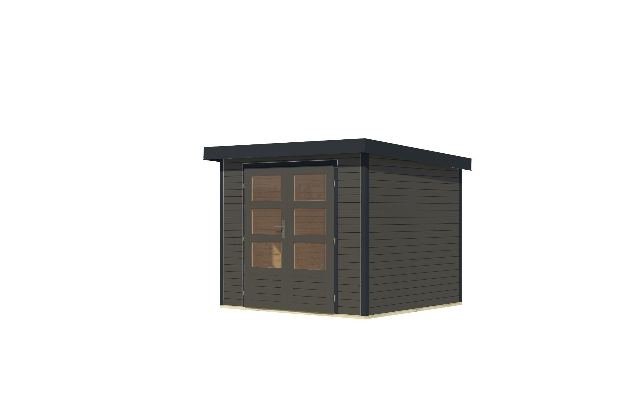 Karibu Gartenhaus Gartenhaus Hollywood in versch. Größen und Farben, opt. mit Anbaudach, BxT: 239x213 cm, (1 Stück, Gartenhaus Hollywood XL, terragrau), Größe XL, terragrau