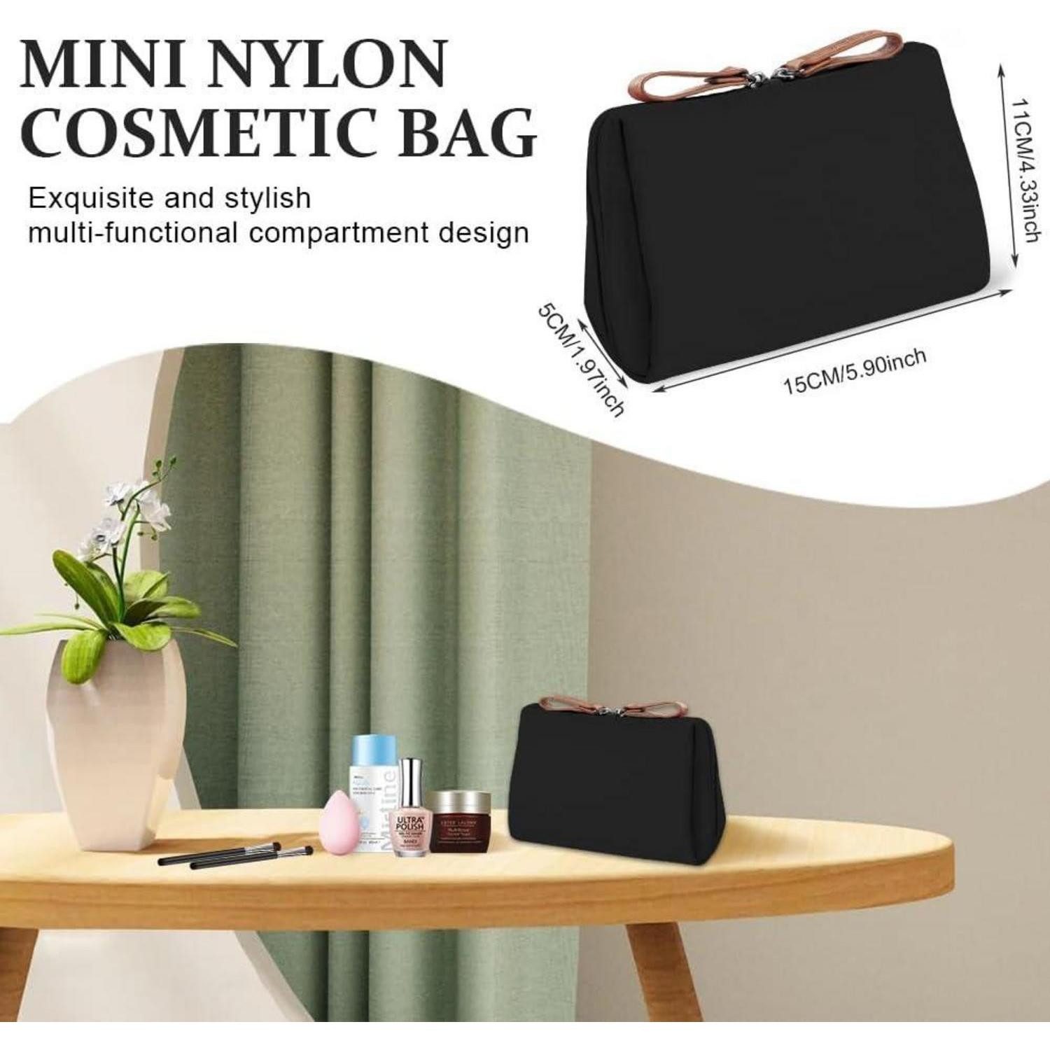LuxusKollektion Kosmetiktasche Kleine Kosmetiktasche mit Trennwand in Schwarz