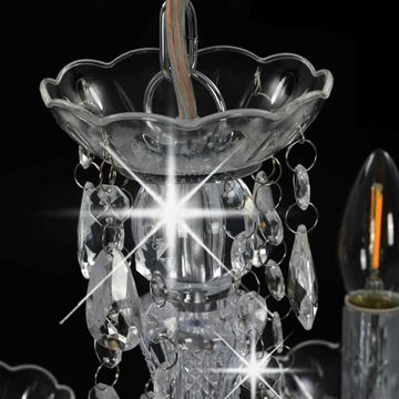 vidaXL Kronleuchter Kronleuchter mit Kristallperlen Silbern Rund 5 x E14