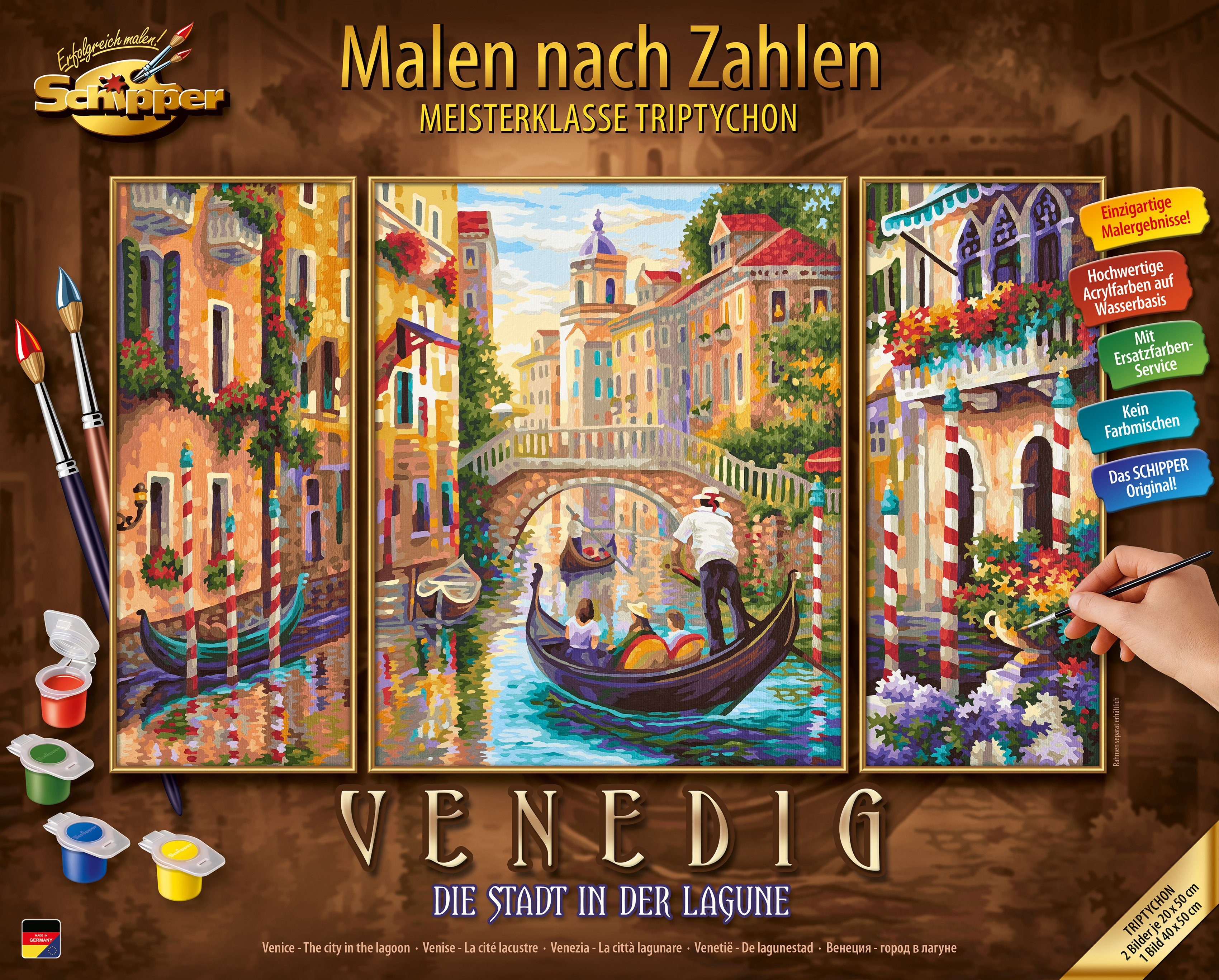Schipper Malen nach Zahlen Meisterklasse Triptychon - Venedig - Die Stadt in der Lagune, Made in Germany