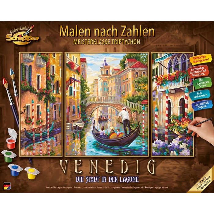 Schipper Malen nach Zahlen Meisterklasse Triptychon - Venedig - Die Stadt in der Lagune Made in Germany