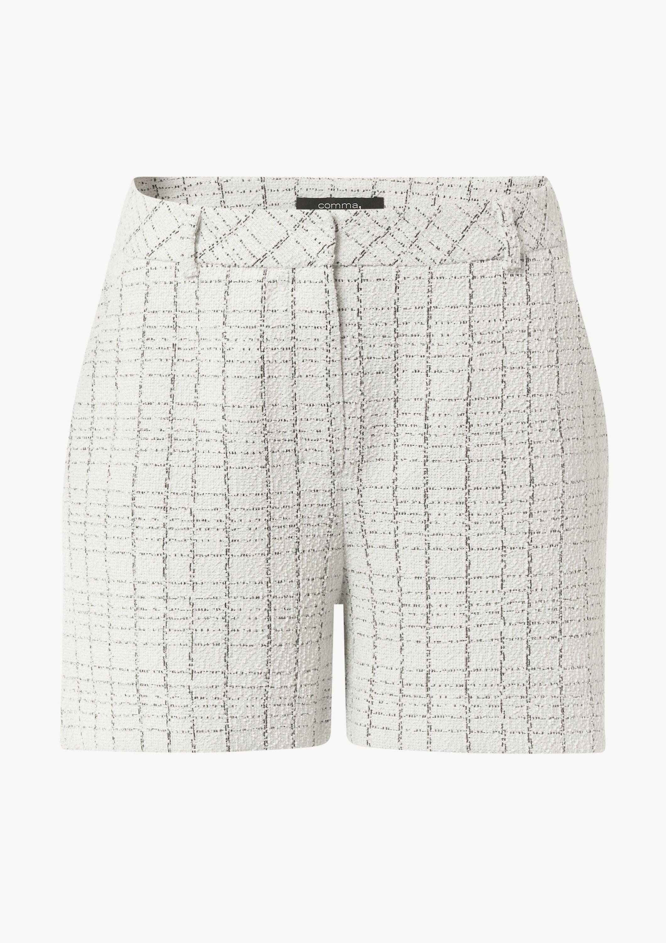 comma Shorts Hose Bouclé-Jerseyshorts mit Metallic-Garn