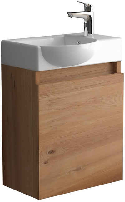 Alpenberger Badezimmer-Set Handwaschbecken mit Unterschrank, (Komplett-Set, 2-St., Waschtisch aus Handwaschbecken mit Unterschrank), Soft-Close-Funktion, pflegeleicht