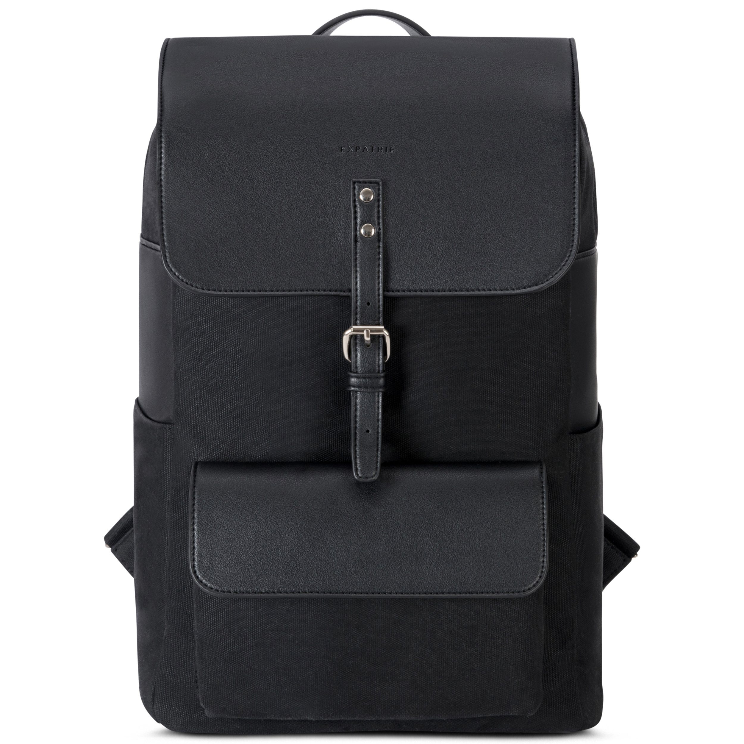 Damen, Laptop Schwarz Magnetverschluss, Fach, Cityrucksack Tagesrucksack, Wasserabweisend Laptopfach, Rucksack ELLA Expatrié