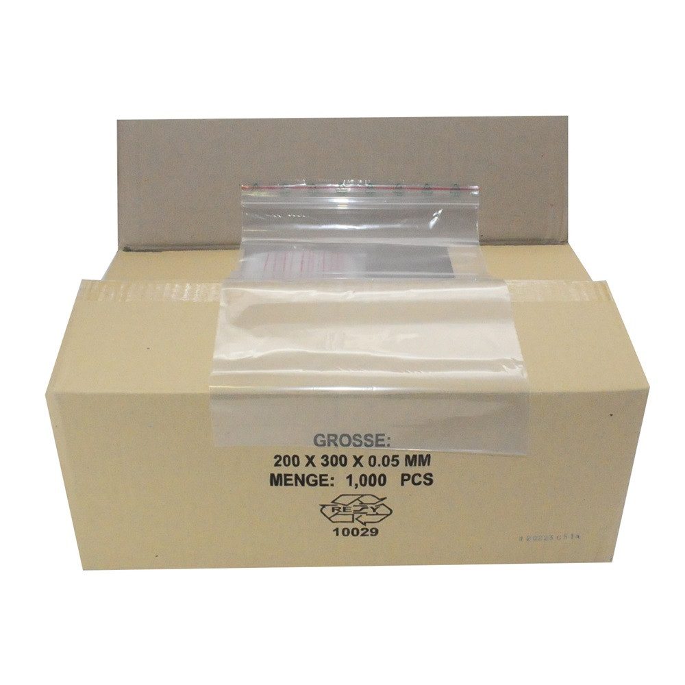 MAX24 Folienbeutel 1.000 Druckverschlussbeutel 90my transparent - 20 x 30 cm