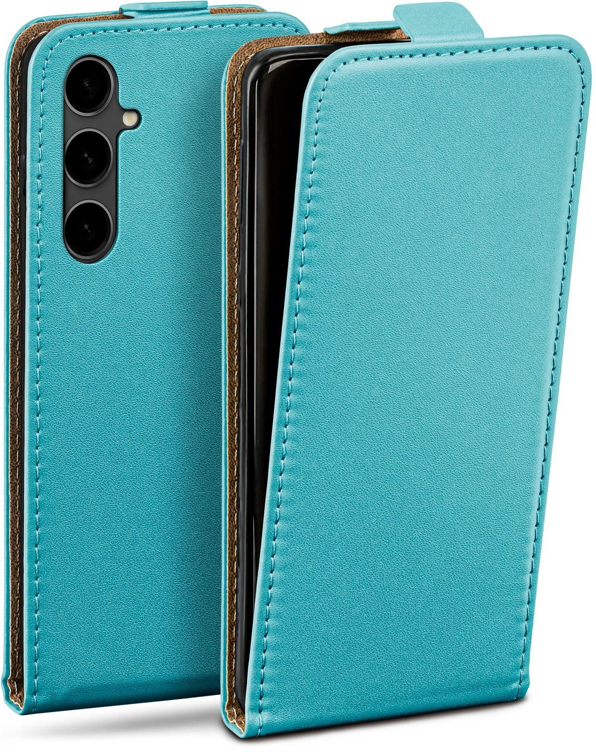 moex Handyhülle für Samsung Galaxy S23 FE Hülle Klappbar Flip Case Türkis 6,4 Zoll, 360 Grad Schutz Handytasche Leder Optik PU Lederhülle Cover Klapphülle