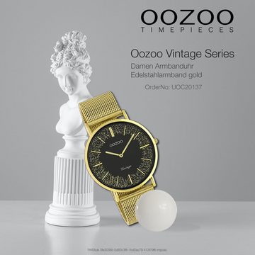 OOZOO Quarzuhr Oozoo Damen Armbanduhr goldfarben Analog, (Analoguhr), Damenuhr rund, groß (ca. 40mm) Edelstahlarmband, Elegant-Style