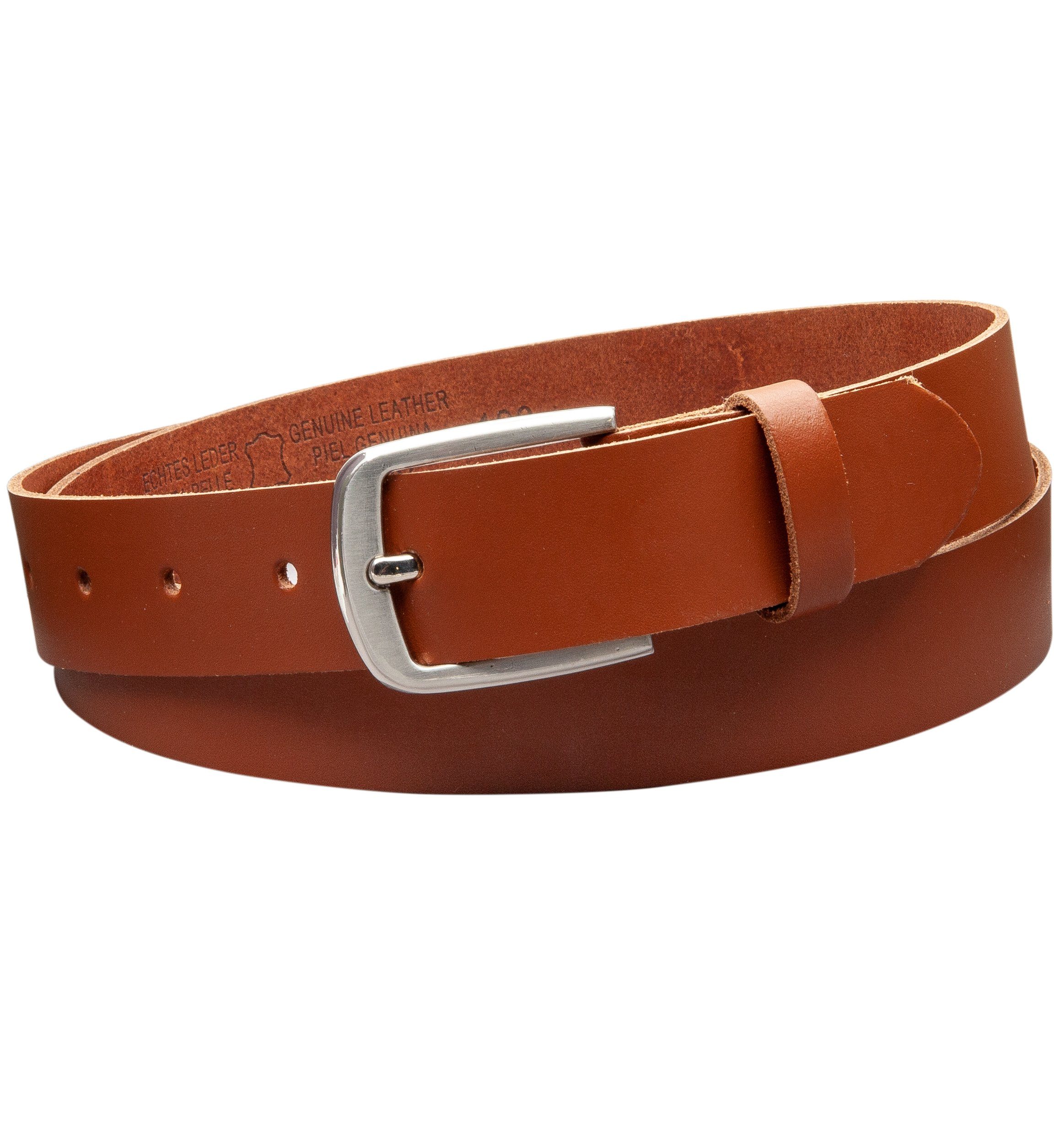 COLOGNEBELT Ledergürtel OM315-SL-Cognac MADE IN GERMANY, Cognac Kürzbar, 100 % Echtleder, Aus einem Stück, Unisex