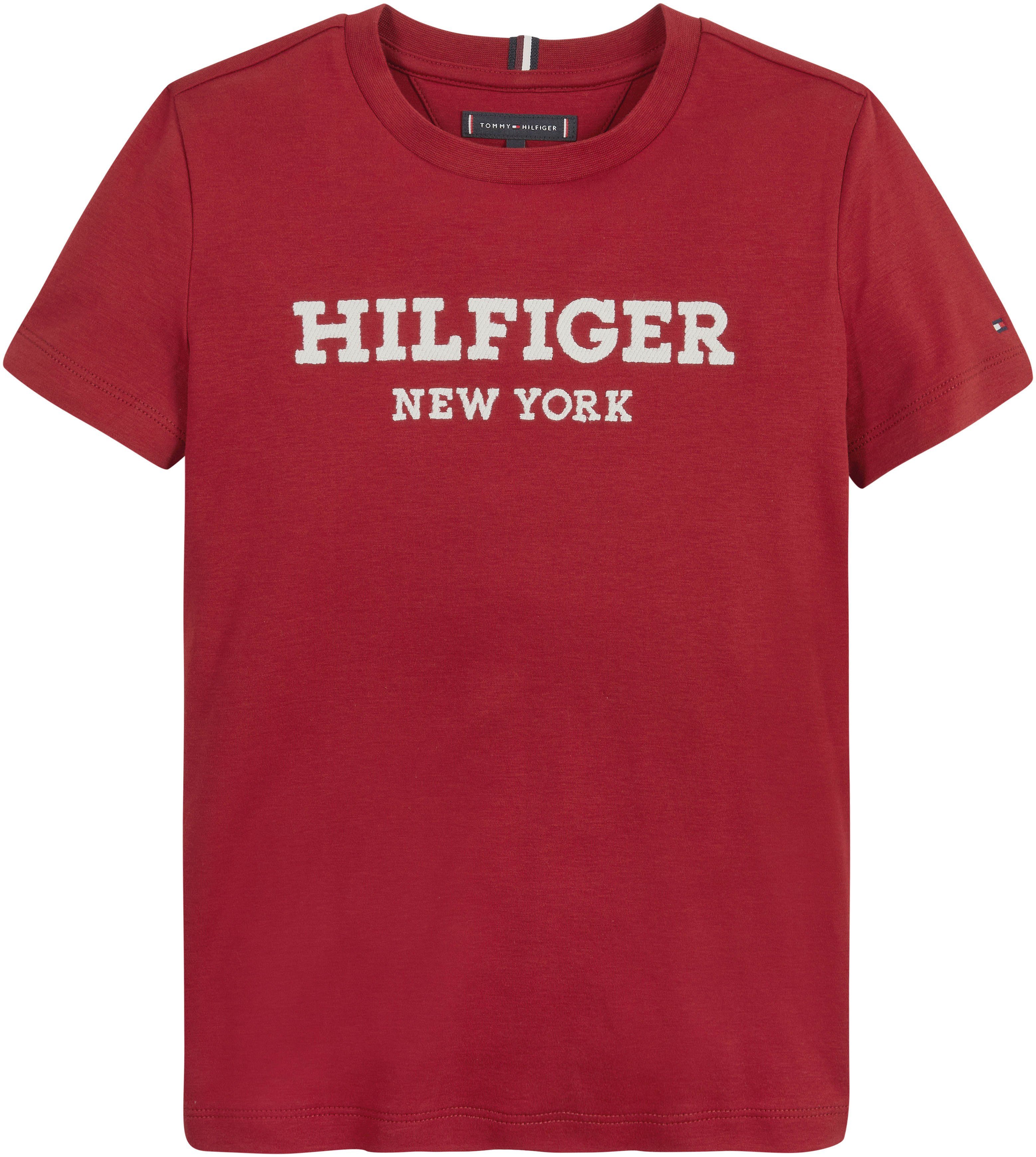 S/S T-Shirt Print Rouge mit Hilfiger TEE LOGO Hilfiger HILFIGER Statement Tommy
