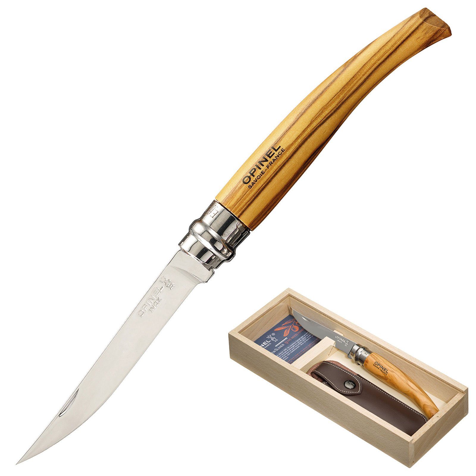 Opinel Taschenmesser Geschenk Set Slimline Messer +, Etui Klappmesser Taschenmesser Oliven Holz